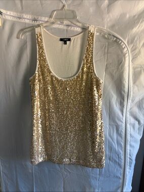 Express Metallic Gold Sequin Tank Top (M)